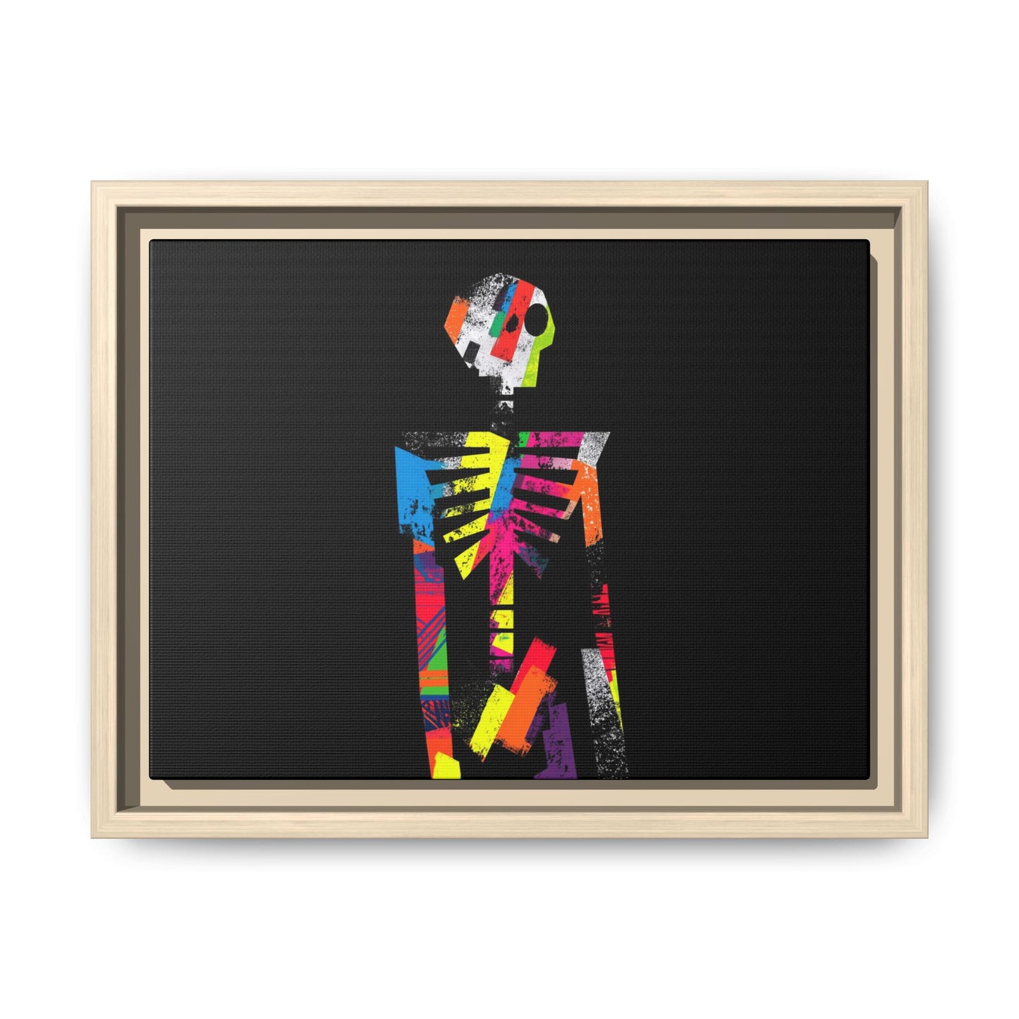 Colorful Abstract Skeleton Matte Canvas Framed Wall Art