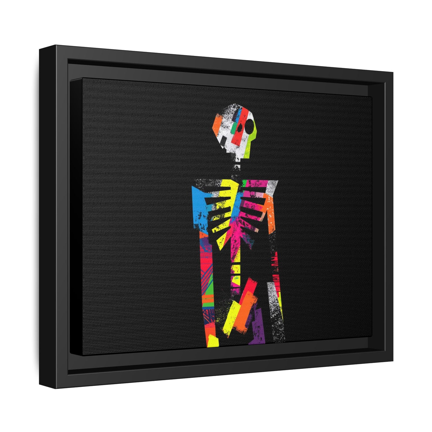 Colorful Abstract Skeleton Matte Canvas Framed Wall Art