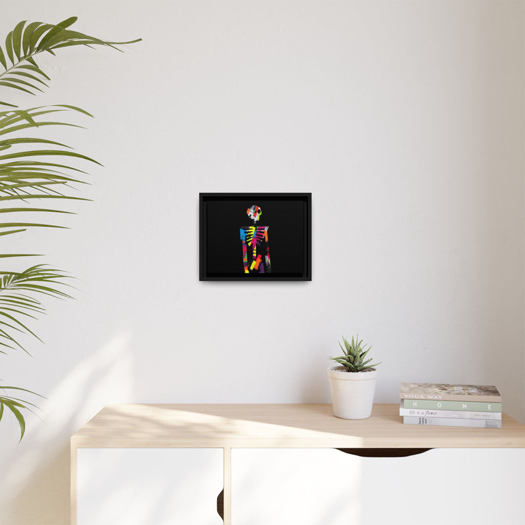 Colorful Abstract Skeleton Matte Canvas Framed Wall Art
