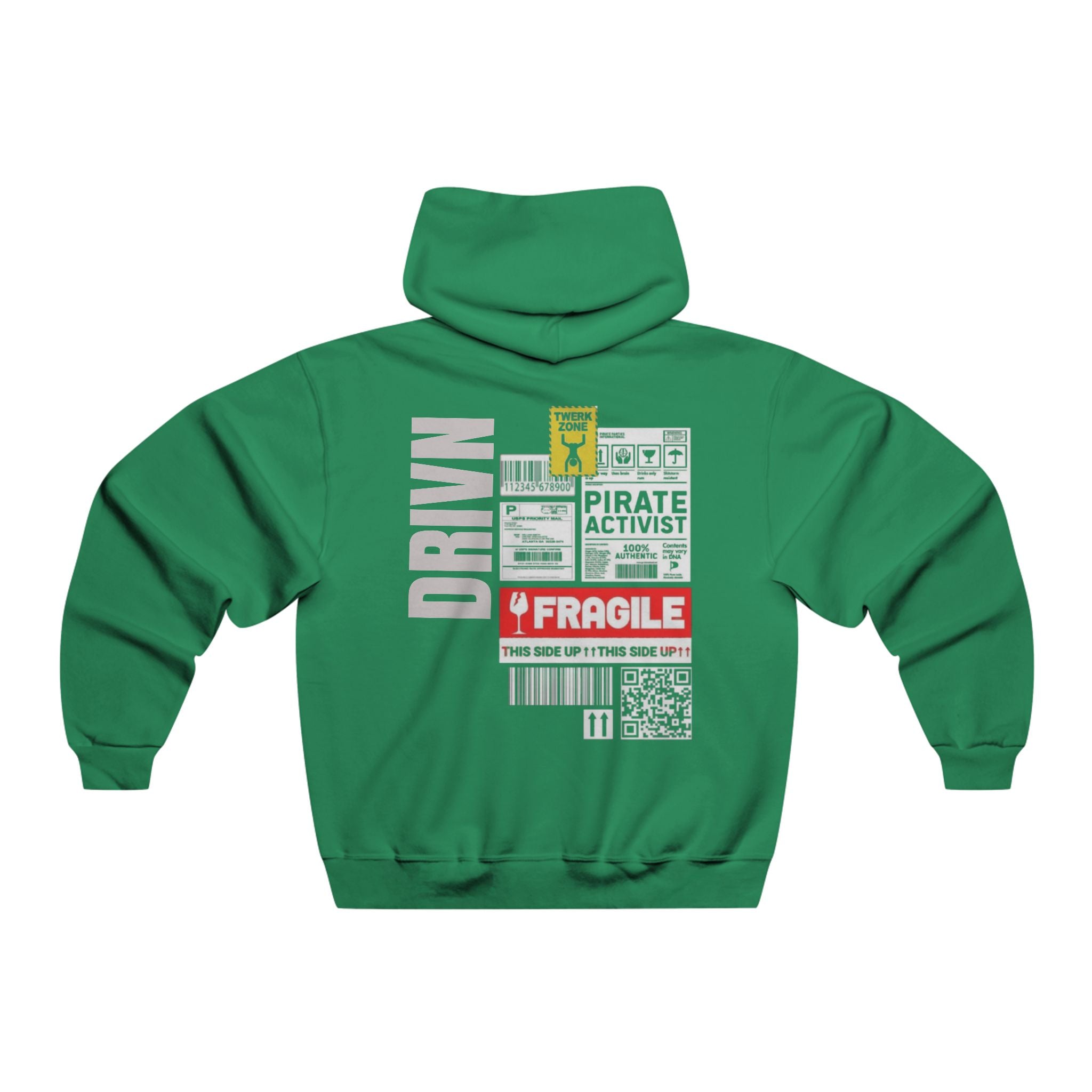DRIVN Graphic Hoodie — 'Fragile / Pirate Activist' Urban Streetwear Pullover