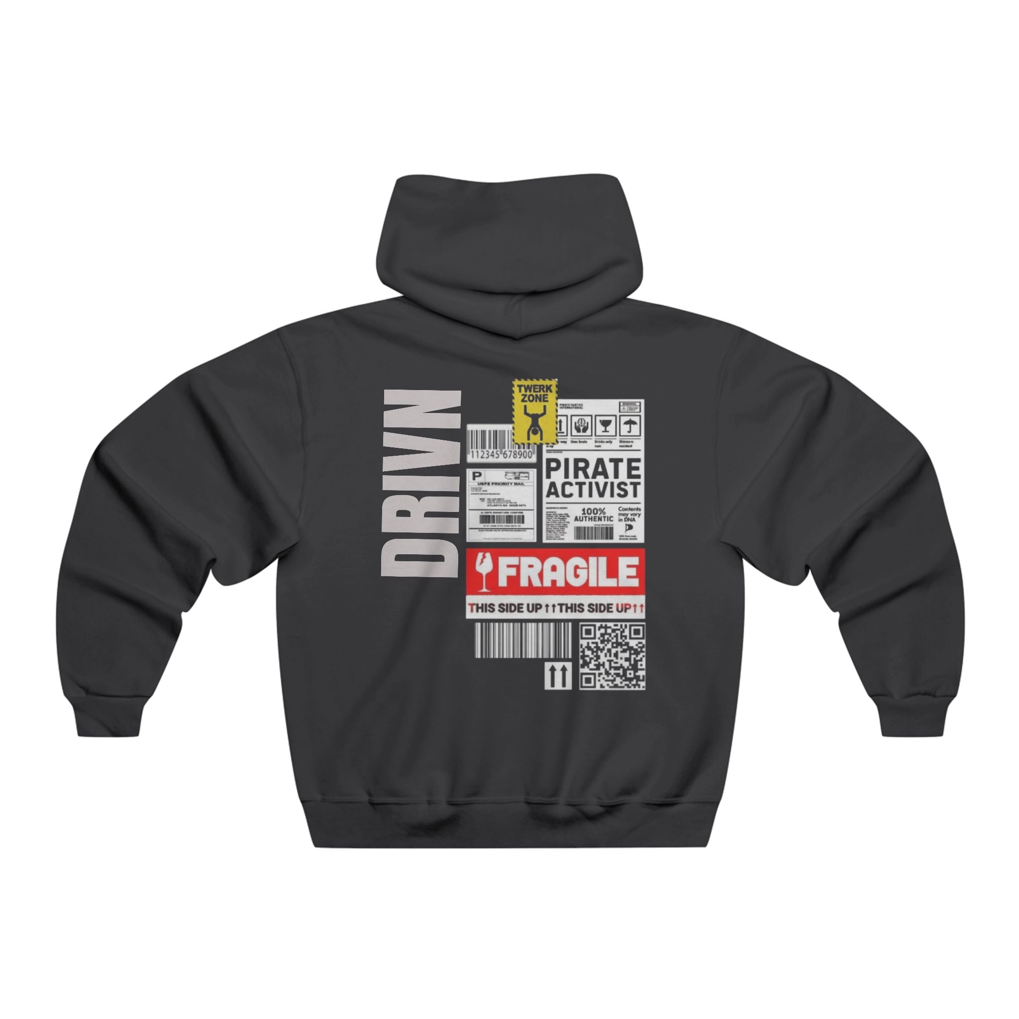 DRIVN Graphic Hoodie — 'Fragile / Pirate Activist' Urban Streetwear Pullover