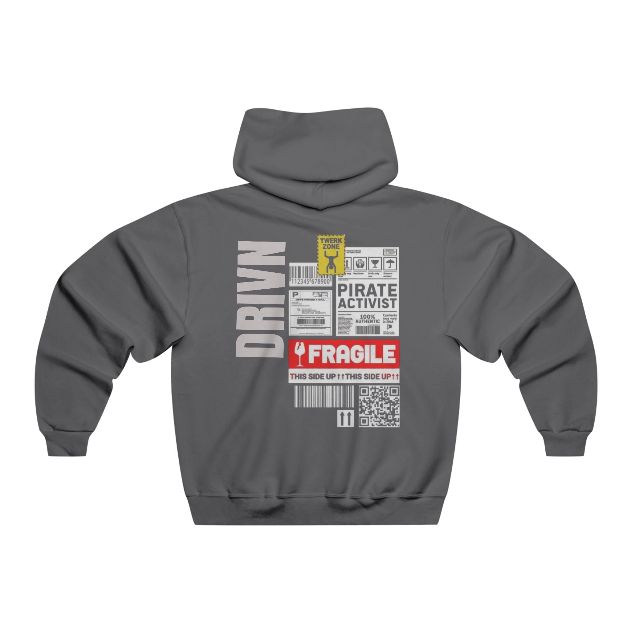 DRIVN Graphic Hoodie — 'Fragile / Pirate Activist' Urban Streetwear Pullover