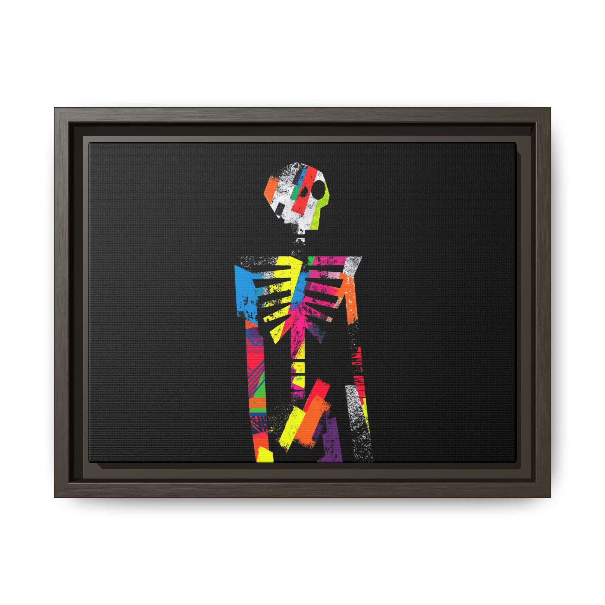 Colorful Abstract Skeleton Matte Canvas Framed Wall Art