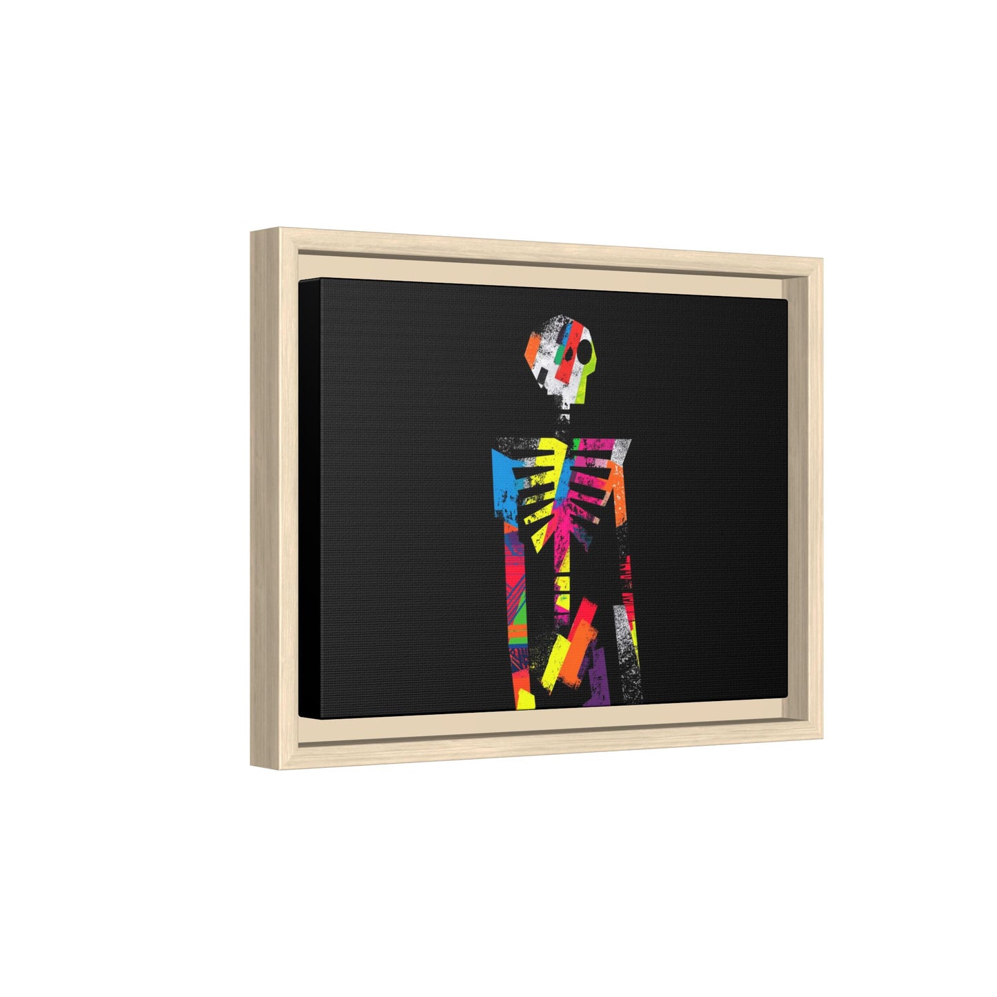 Colorful Abstract Skeleton Matte Canvas Framed Wall Art