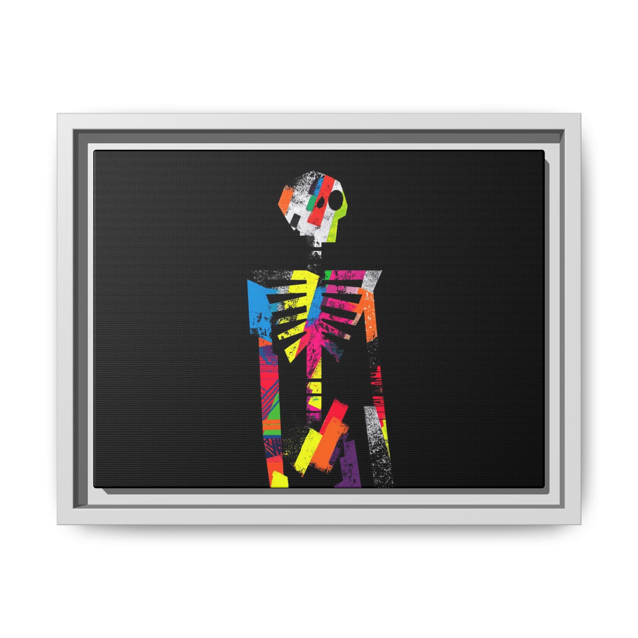 Colorful Abstract Skeleton Matte Canvas Framed Wall Art