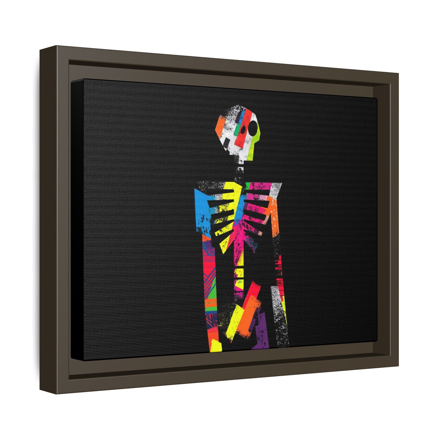 Colorful Abstract Skeleton Matte Canvas Framed Wall Art