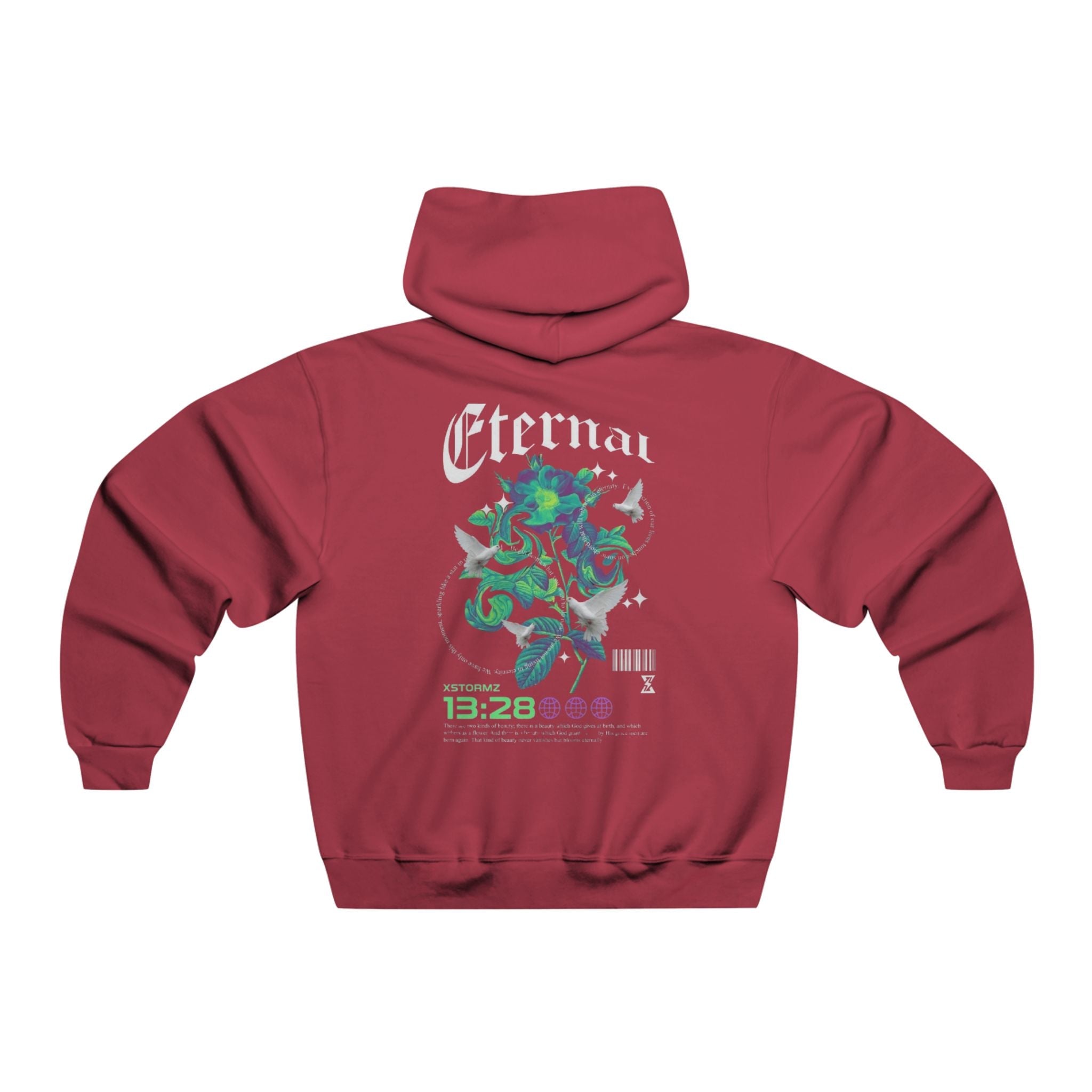 Eternal Floral Graphic Hoodie — Green Nature Skull Backprint - Hoodie