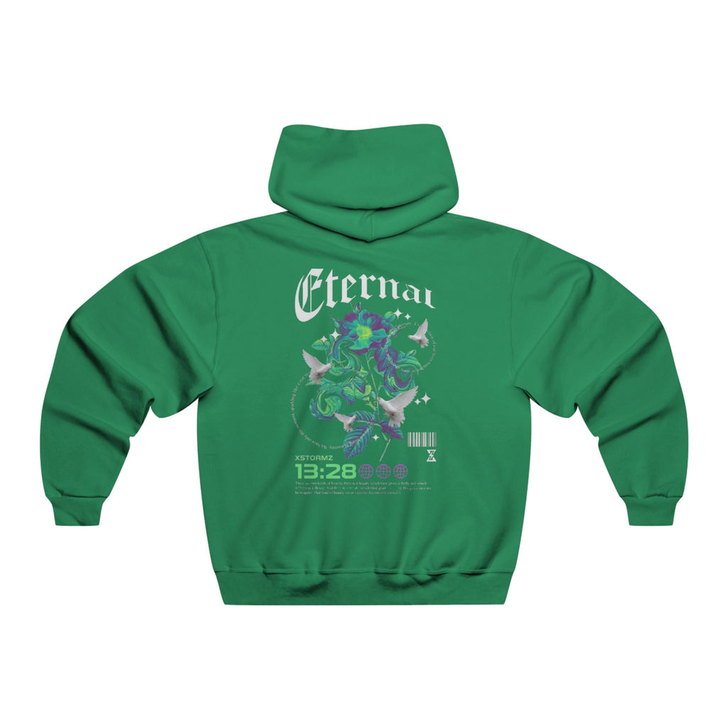Eternal Floral Graphic Hoodie — Green Nature Skull Backprint - Hoodie