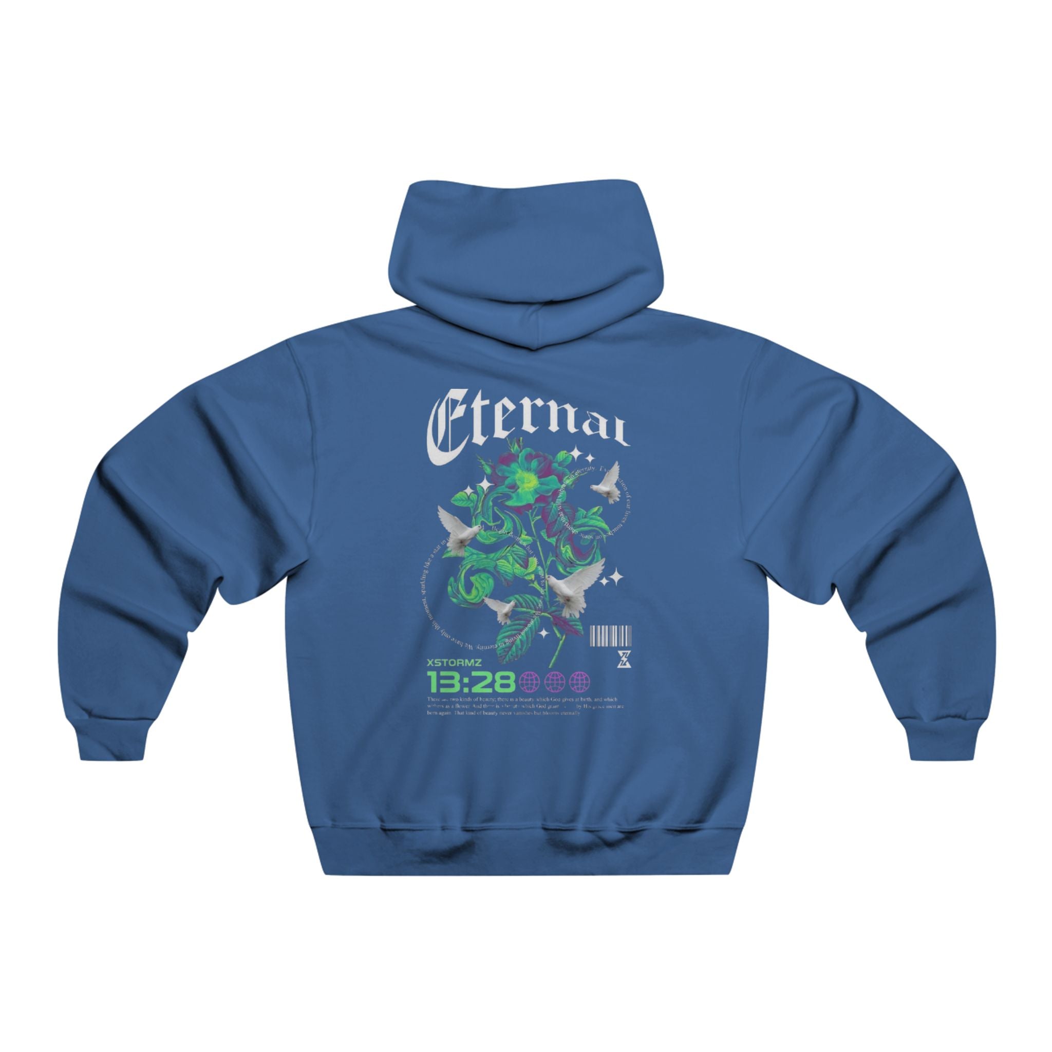 Eternal Floral Graphic Hoodie — Green Nature Skull Backprint - Hoodie